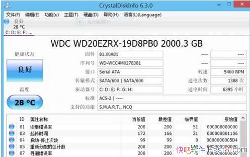 CrystalDiskInfo v8.14.2.0 中文绿色版/硬盘健康监测工具小软件